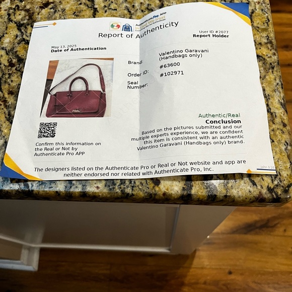 Authentic Valentino Garavani Red Burgundy Leather Bag Large - Picture 8 of 8